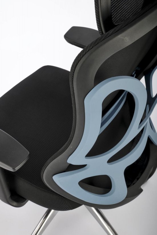 Kancelárska ergonomická stolička GILBERTO — kov, látka, sieť, čierna