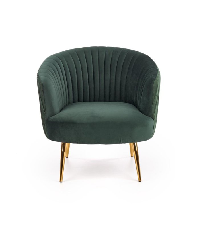 Designové křeslo CROWN — kov, látka, zelená Halmar