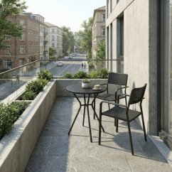 Záhradná stolička SLATE – čierna, kovový rám, plastové sedadlo