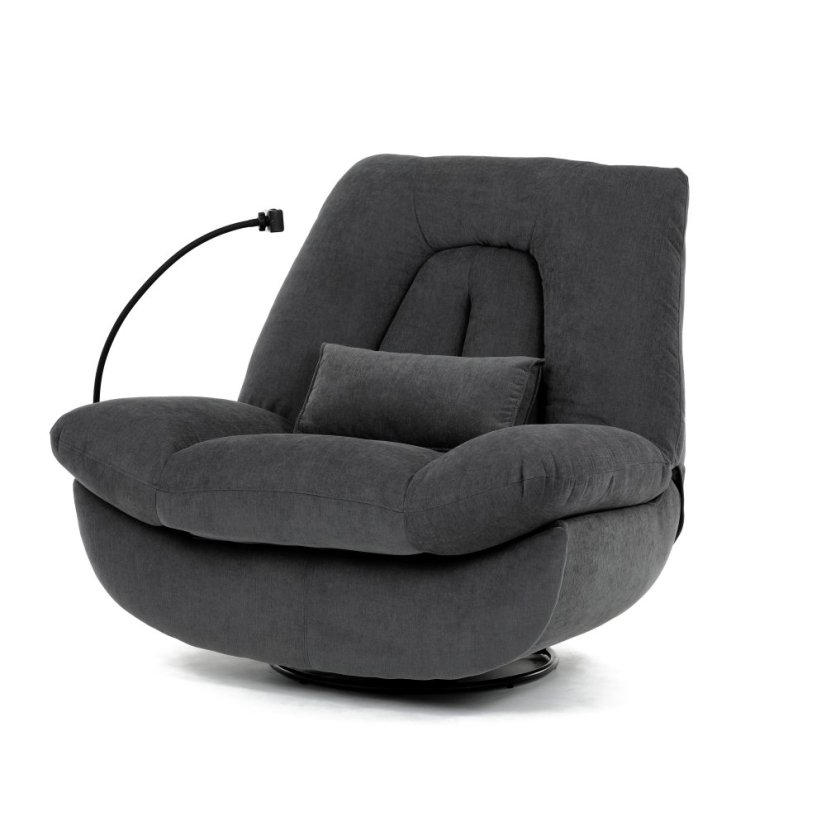 TV polohovací křeslo s elektrickým zabudovaným ovládáním LUMIO  — šedá látka, nosnost 160 kg Autronic