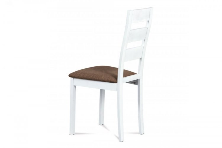 Jedálenská drevená stolička LUCE - masív buk, biela, svetlý poťah