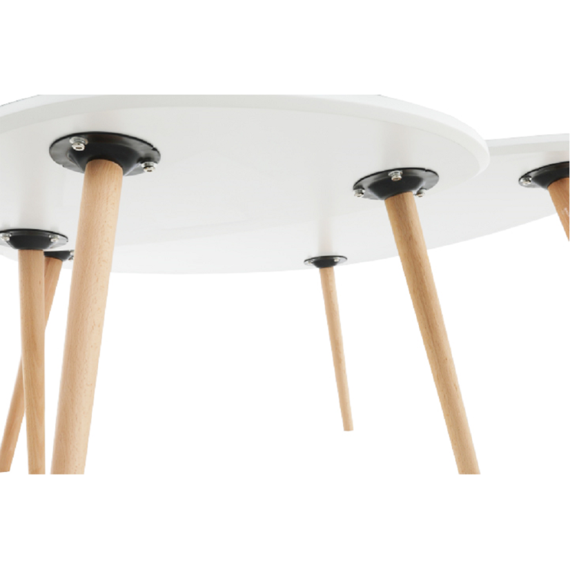 Set konferenčných stolíkov FOLKO — biela / buk