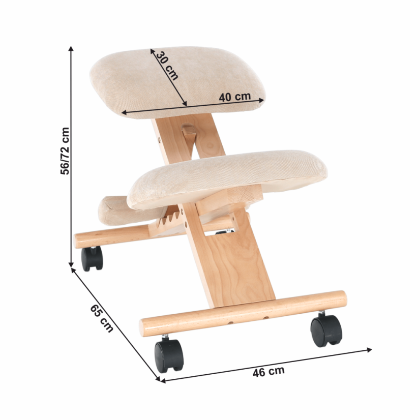 Ergonomická kľakačka GROCO – krémová látka, drevo buk