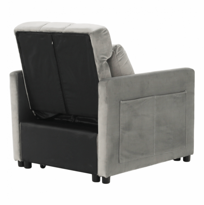 Rozkládací křeslo IGRIM — světlešedá látka/plast