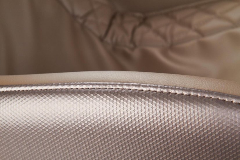 Masážní křeslo na kolečkách DOPIO — s USB zásuvkou a držákem nápojů, ekokůže, béžová Halmar