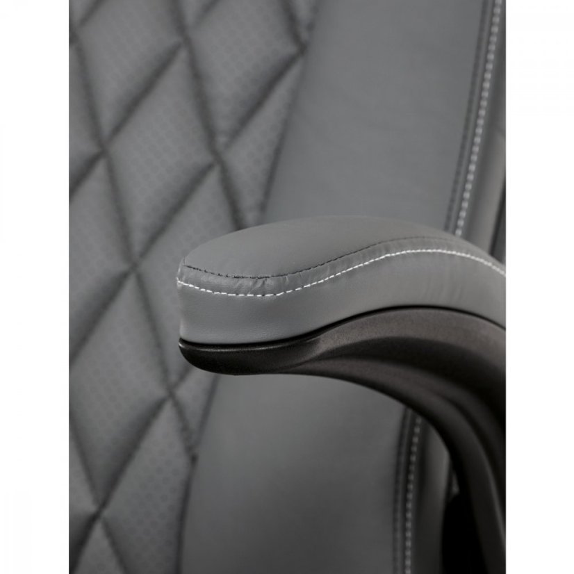 Kancelárske kreslo CYRUS — kov, ekokoža, siva