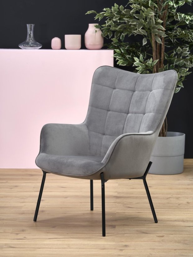 Designové relaxační křeslo CASTEL— kov, látka, více barev
