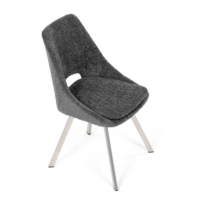 Elegantní šedá jídelní židle RINA s broušenými kovovými nohami (vzorek z prodejny)