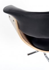 Barová stolička KYLE - dub, ekokoža, čierna