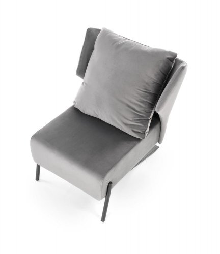 Relaxační designové křeslo VICTUS — samet, tmavě šedá / černá