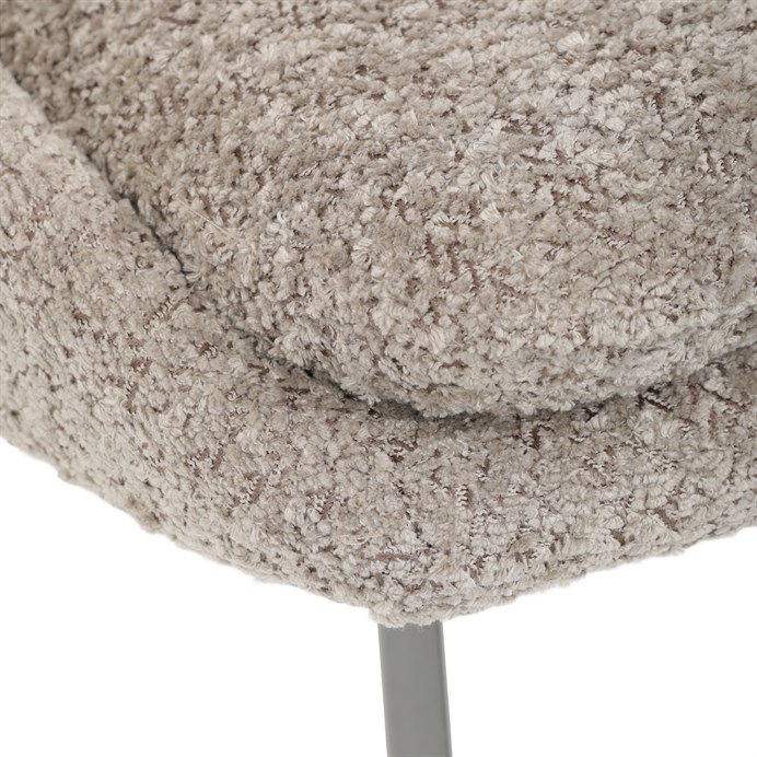 Elegantná lanýžová jedálenská stolička RINA Bouclé s nerez nohami