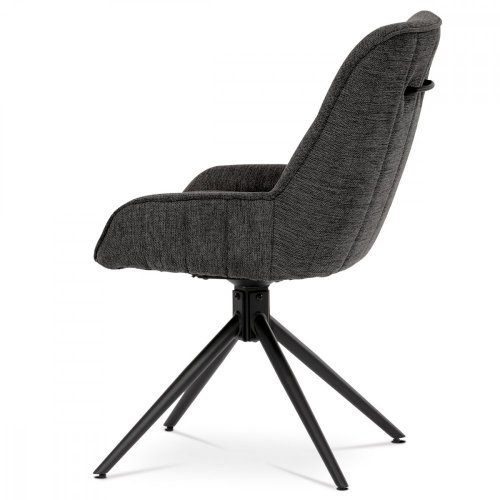 Jídelní otočná židle AMON — kov, látka, černá / šedá