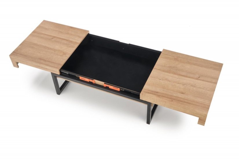 Konferenční rozkládací stolek CLARA — dekor dub, kov Halmar