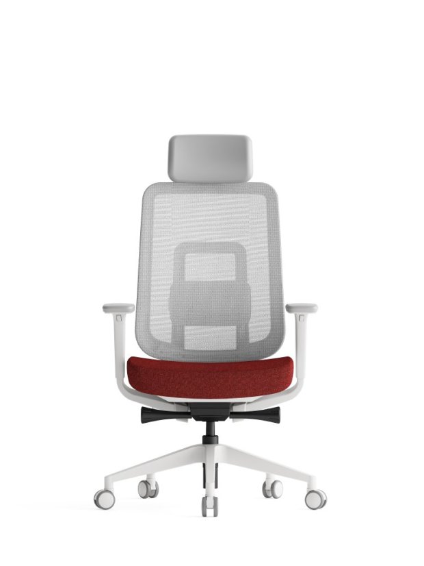 Kancelářská ergonomická židle K42 WHITE SP – síťovaná/ čalouněná, červená