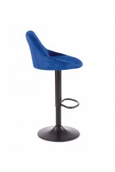 Barová židle FRIZZ - látka, ocel, černá / modrá