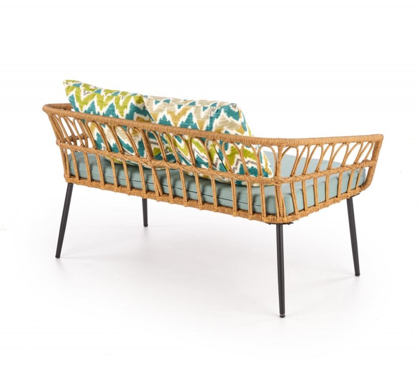 Pohovka GARDENA — umělý ratan, látka, šedá Halmar