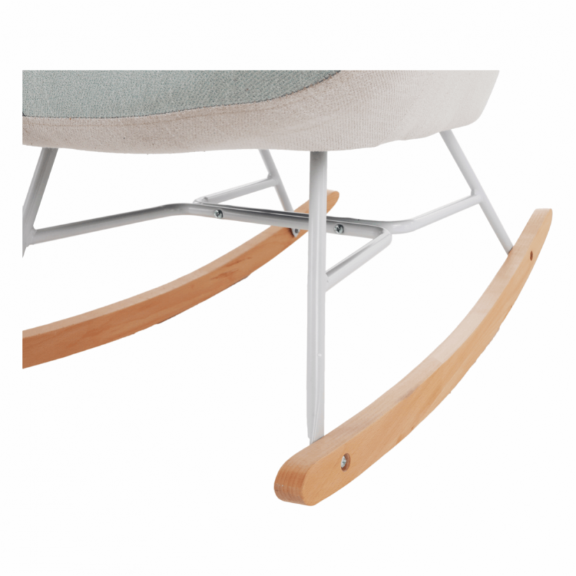 Houpací křeslo GERON — dřevo, kov, látka patchwork Kondela