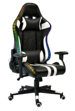 Herní židle ZOPA — ekokůže, černá/bílá/barevný vzor, s RGB podsvícením, nosnost 150 kg