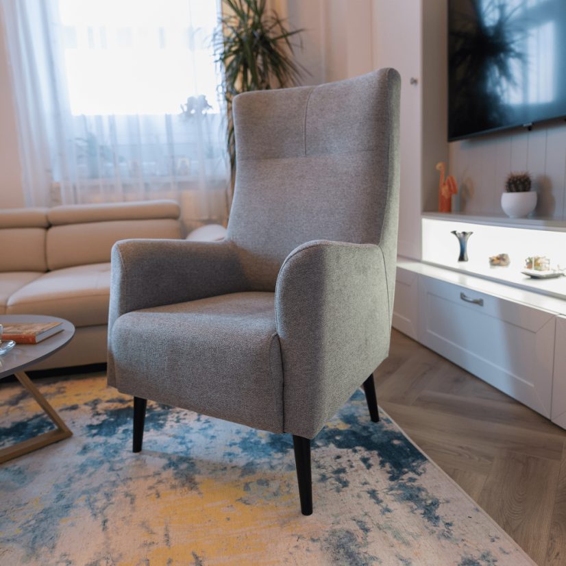 Křeslo ušák SAMY — masiv, látka, více barev