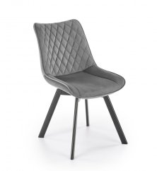 Jídelní otočná židle MIRAK — kov, látka, šedá Halmar