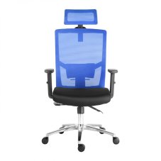 Kancelárska ergonomická stolička SCALA — čierna / modra, nosnosť 150 kg