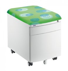 Pojazdný kontajner Mayer 32W8 26 093 — biely, zelené čalúnenie