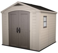 Zahradní domek FACTOR 2 – 243x255x256, plast, béžová/hnědá
