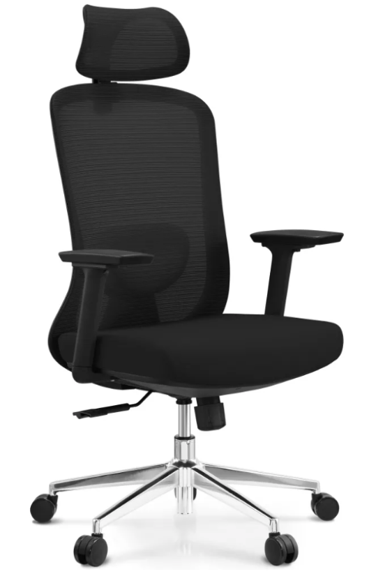 Kancelárska ergonomická stolička ASPEN s podhlavníkom - sieť, čierny plast, nosnosť 120 kg, čierna