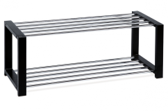 Botník EVATON s odkládacími policemi - chrom, černá