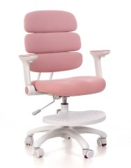 Dětská rostoucí židle GRIDDY — látka, bílá / růžová