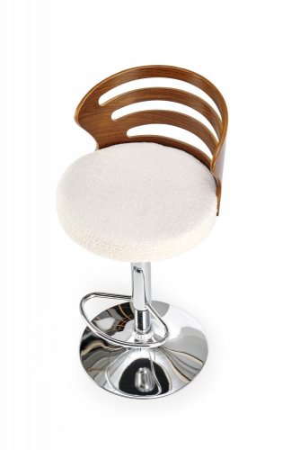 Barová židle ARTUR — kov, látka, ořech / bílá