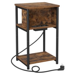 Industriální odkládací stolek FORGE s USB a zásuvkou – MDF, 30x34x58cm Autronic