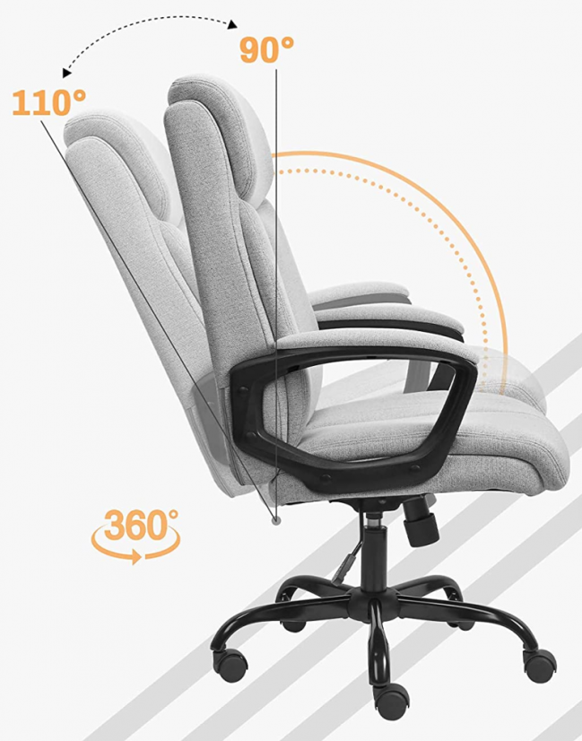 Kancelárske kreslo BASETBL — látka, sivá, nosnosť 150 kg