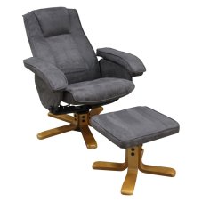 TV křeslo + taburet — masiv, světle šedá IDEA nábytek