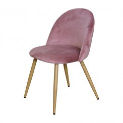 Jedálenská stolička LAMBDA — kov, zamatový poťah, ružová