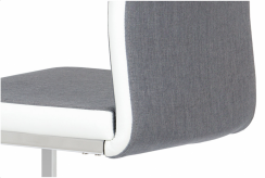 Jídelní židle RIVONA — chrom, šedá látka/bílá koženka