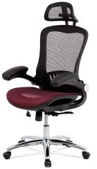 Kancelářská ergonomická židle MET — červená, s podhlavníkem a područkami