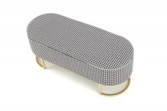 Taburet HARMONY s úložným priestorom - oceľ, látka, zlatá / čierno-biela