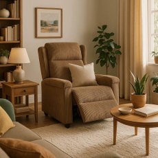 Elegantné hnedé kreslo SPENCER z manšestru