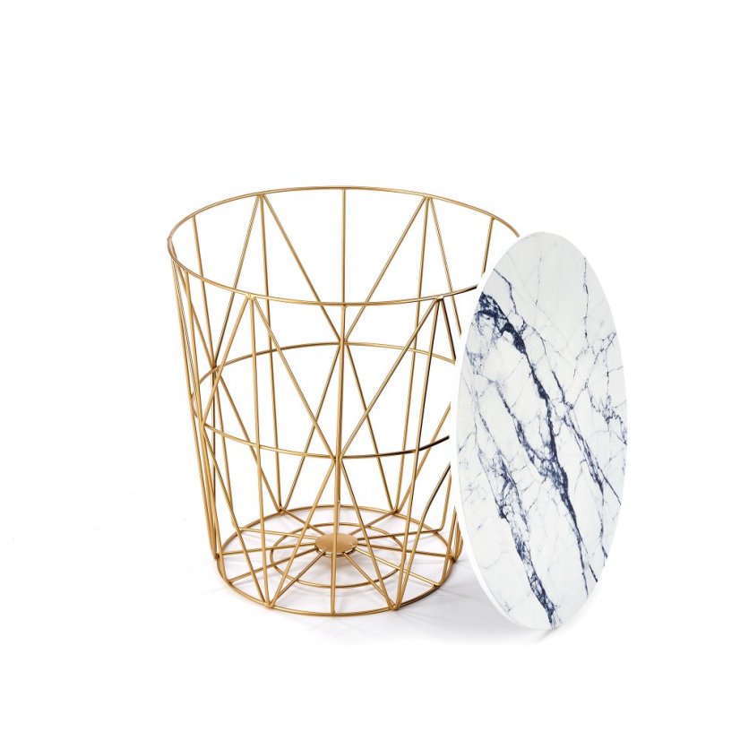 Konferenčný stolík HARISSA — kov, zlatá / biela