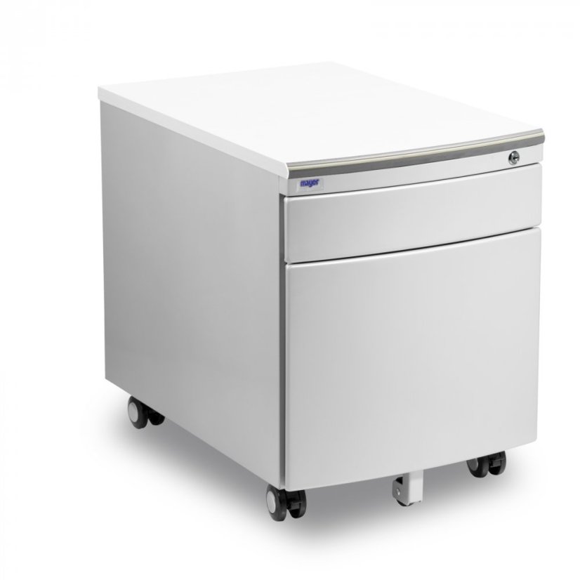 Pojazdný kontajner Mayer 32P8 W — strieborný, biela doska