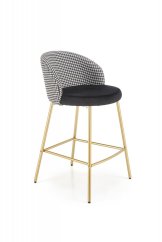 Barová židle LEVON — kov, látka, zlatá / černo-bílá Halmar