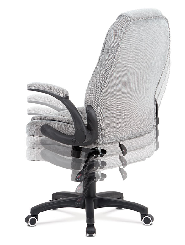 Kancelárska otočná stolička ROLAN na kolieskach — plast, šedá látka