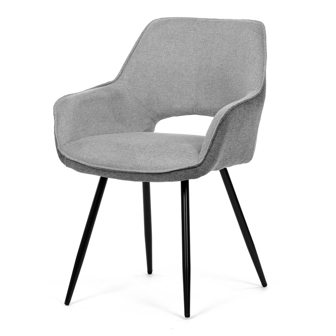 Jedálenská stolička BONY - strieborno-sivá látka, čierny kov