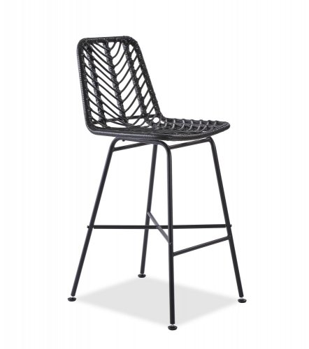 Barová stolička TUCSON – kov/ratan, čierna