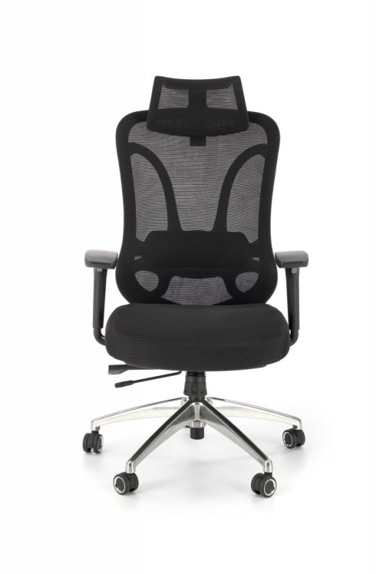 Kancelárska ergonomická stolička GILBERTO — kov, látka, sieť, čierna
