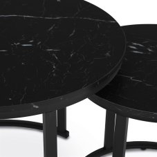 Sada 2 konferenčných stolíkov OREO 3 – s čiernym mramorovým dekorom a kovovou základňou Autronic