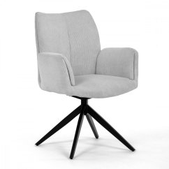 Jídelní otočné křeslo ZENON — kov, látka, bílá (lehce poškozené nohy z nepohledové strany)