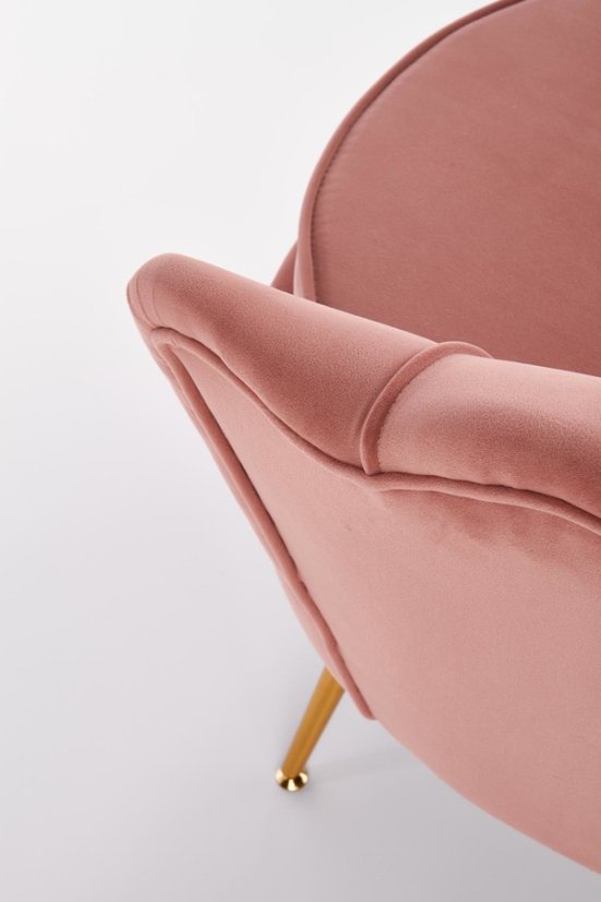 Designové křeslo AMORINITO — kov, růžová látka Halmar