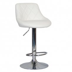 Barová stolička MARID — biela ekokoža/chróm